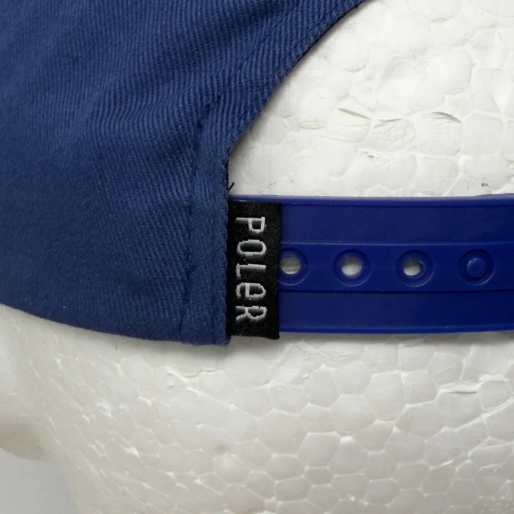 Poler Camp Vibes‎ Navy Blue Snapback Hat Triangle Eye Logo 5 Panel Cap Mens OSFM
